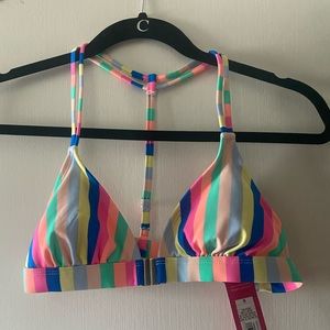 Colorful Striped Target Bikini Top